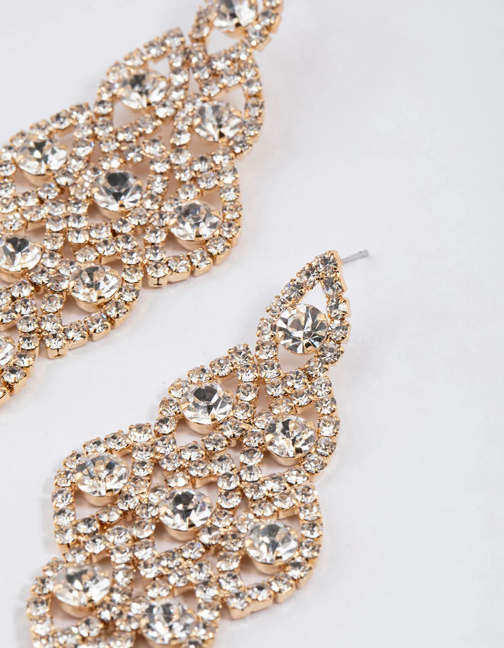 Gold Marquise Chandelier Earrings