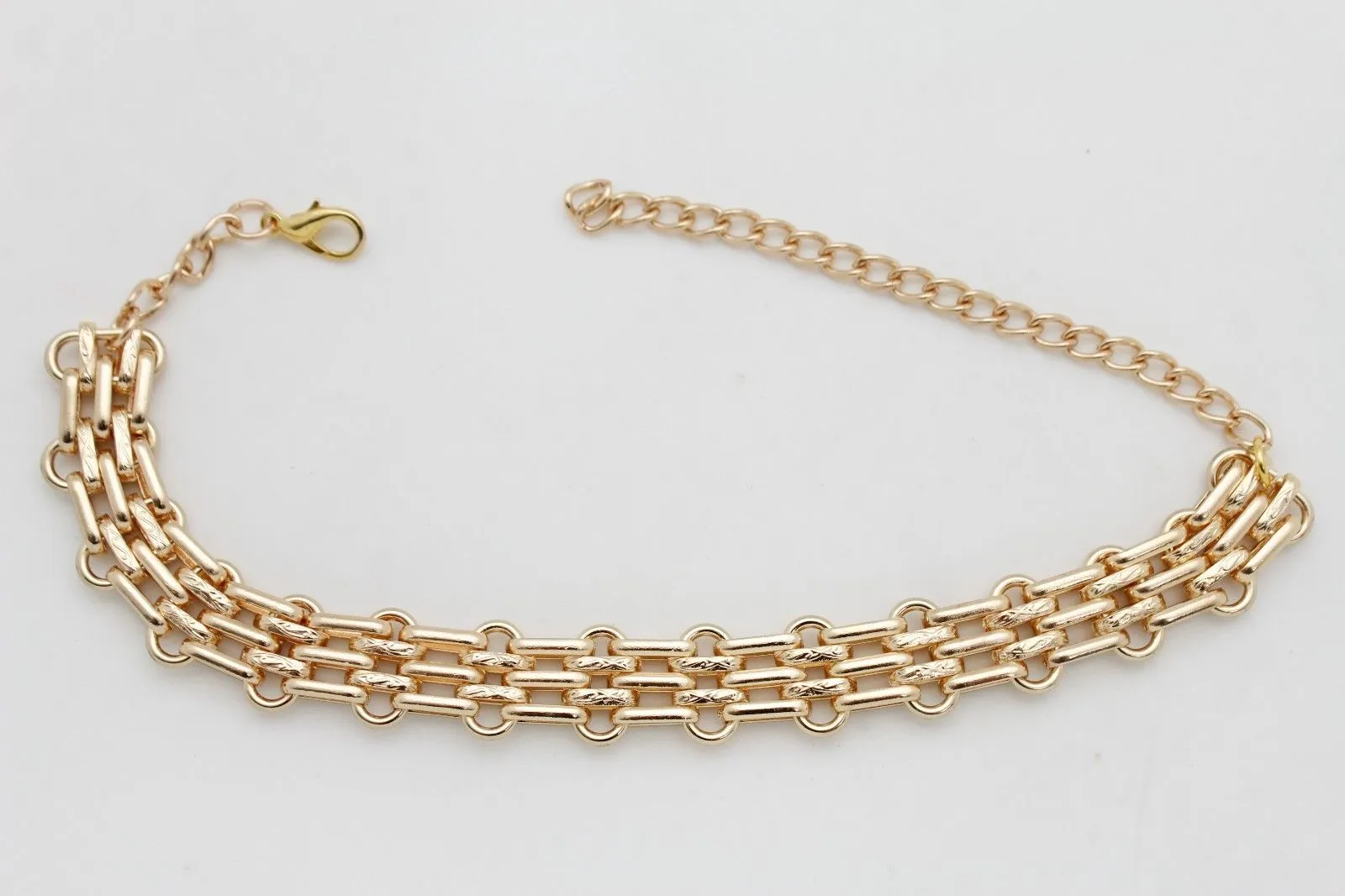 Gold Metal Chain Link Fancy Look Boot Bracelet Mesh Strap Shoe Band