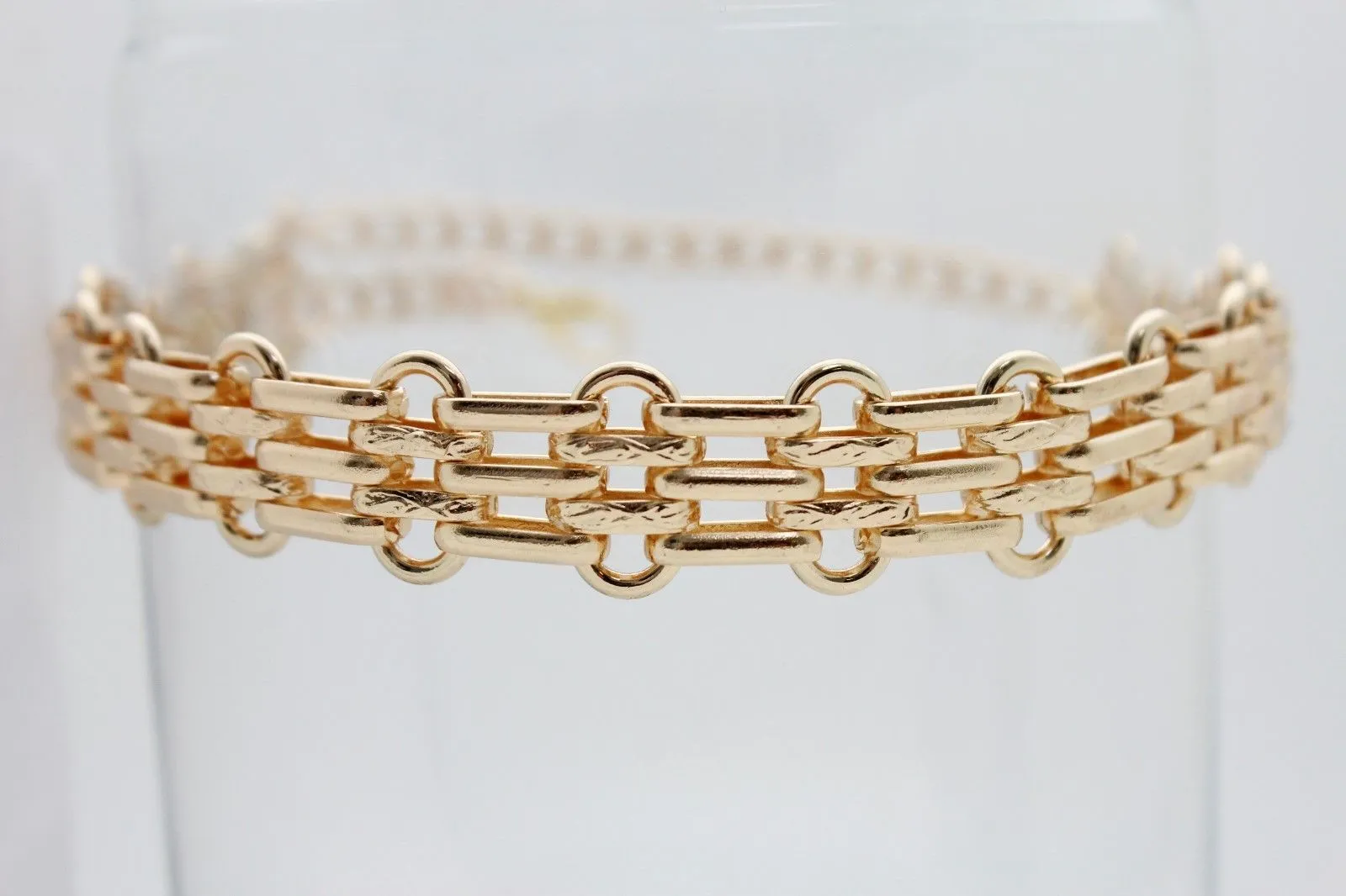 Gold Metal Chain Link Fancy Look Boot Bracelet Mesh Strap Shoe Band