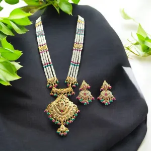 Gold plated silver Rani haar in ruby emerald  ( READY TO SHIP)