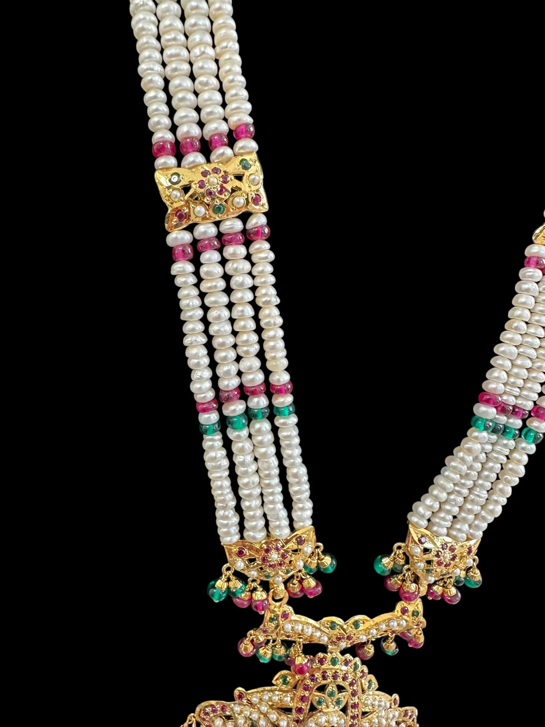 Gold plated silver Rani haar in ruby emerald  ( READY TO SHIP)