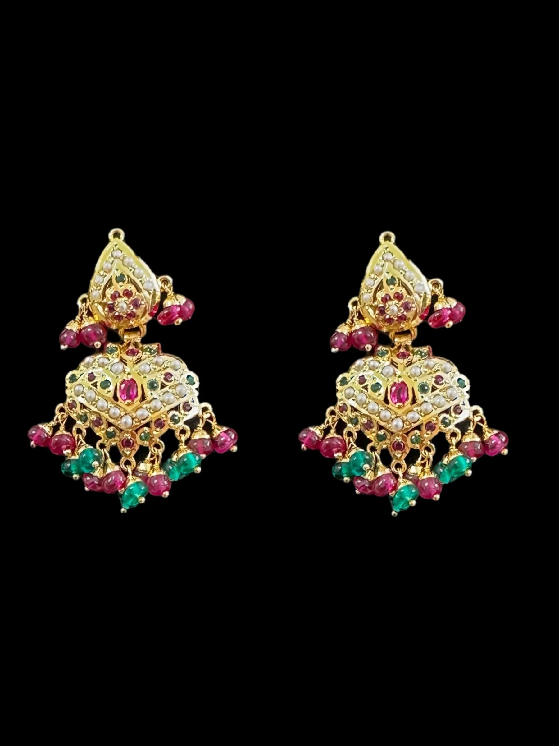 Gold plated silver Rani haar in ruby emerald  ( READY TO SHIP)