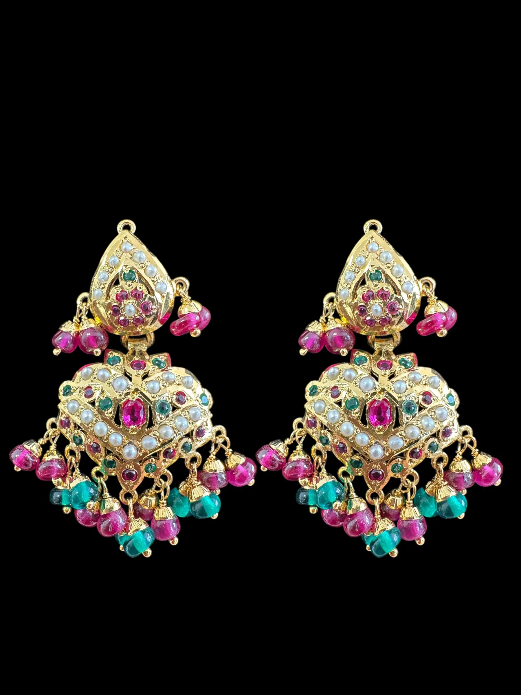 Gold plated silver Rani haar in ruby emerald  ( READY TO SHIP)