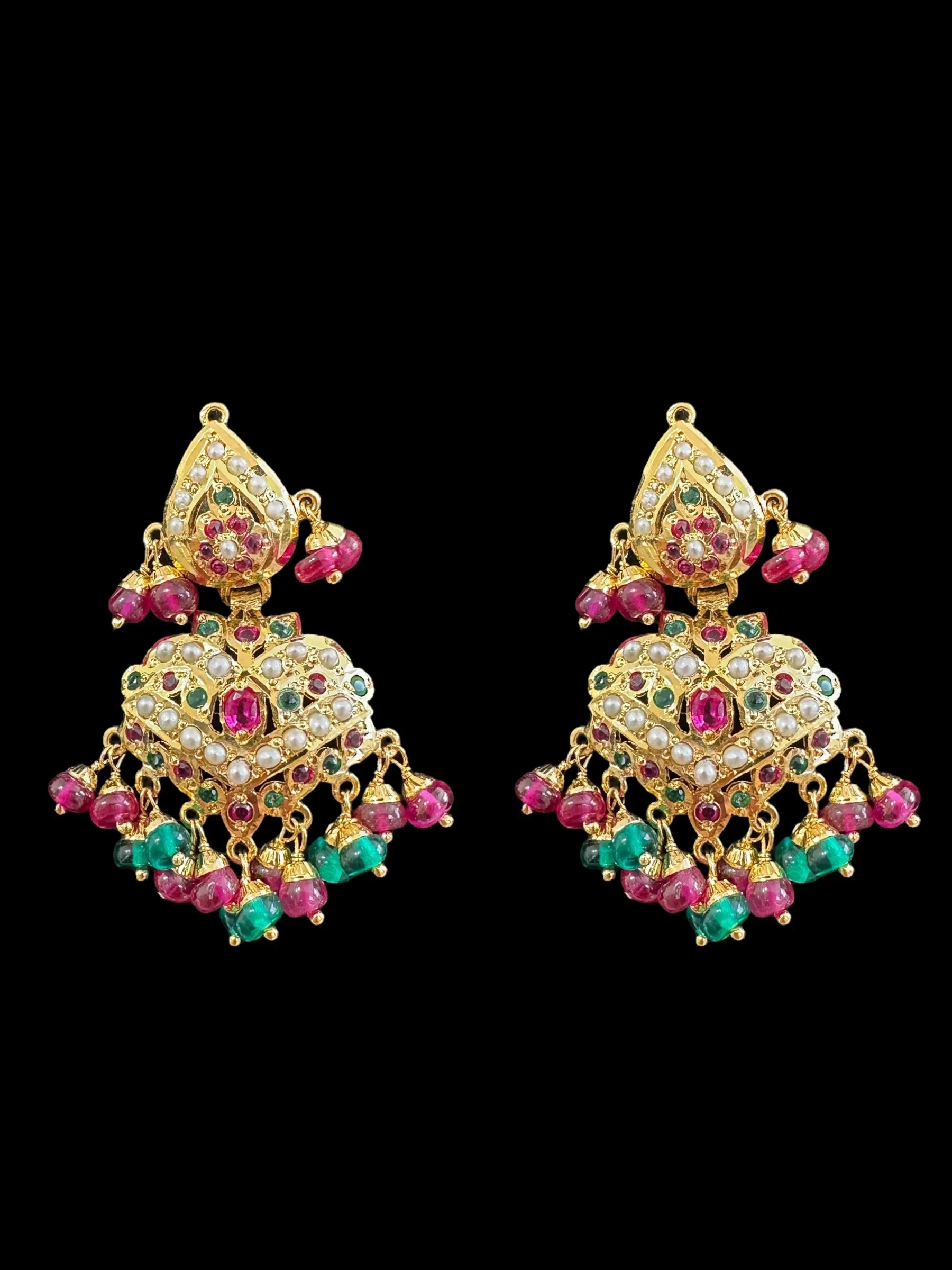 Gold plated silver Rani haar in ruby emerald  ( READY TO SHIP)