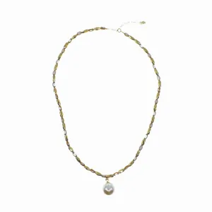 Golden Elegance Faux Pearl Pendant Necklace