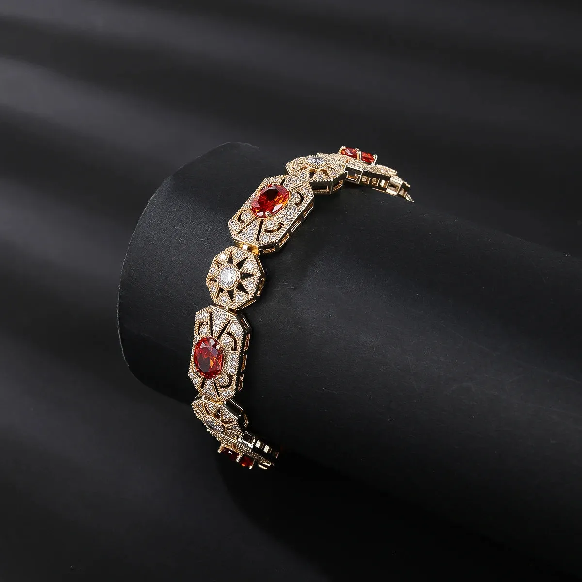 Gorgeous 4Colors Cubic Zircon Chain Bracelets Bangle for Brides Wedding Party  Fashion Jewelry for Women Gift  CK10189