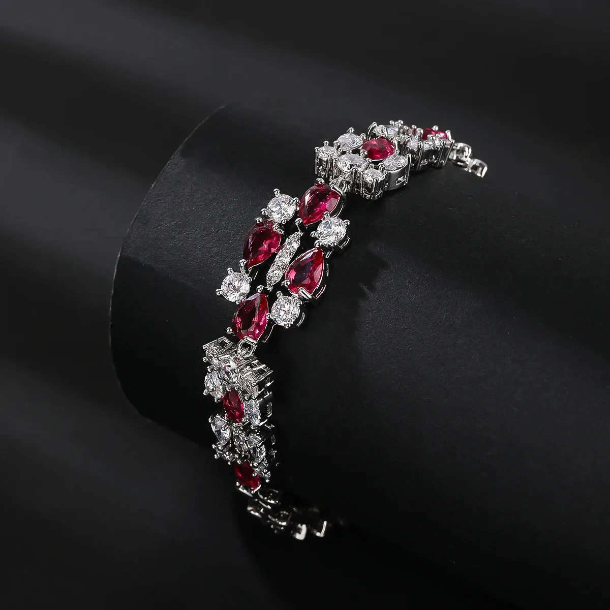 Gorgeous Waterdrop Cubic Zircon Chain Bracelets Bangle for Brides Wedding Party  Fashion Jewelry for Women Gift  CK10190