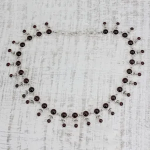 Gratitude Garnet India Necklace Artisan Crafted with Silver