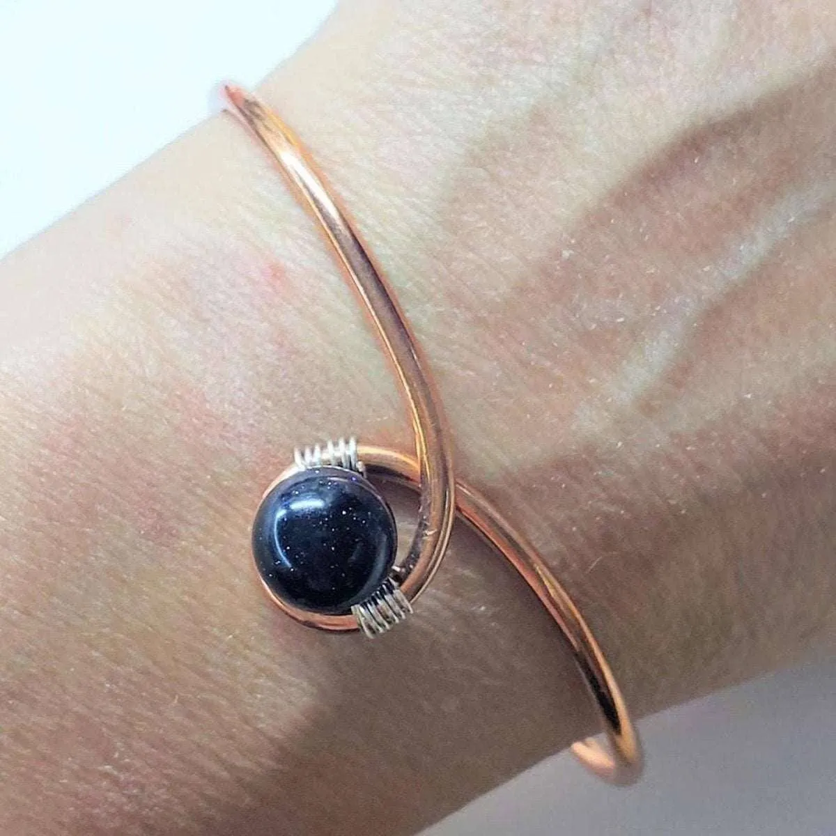 Handmade Copper Silver Ribbon Child Abuse Awareness Teardrop Bangle