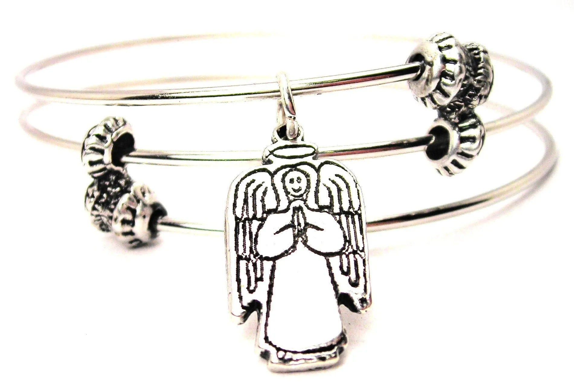 Happy Face Angel Triple Style Expandable Bangle Bracelet