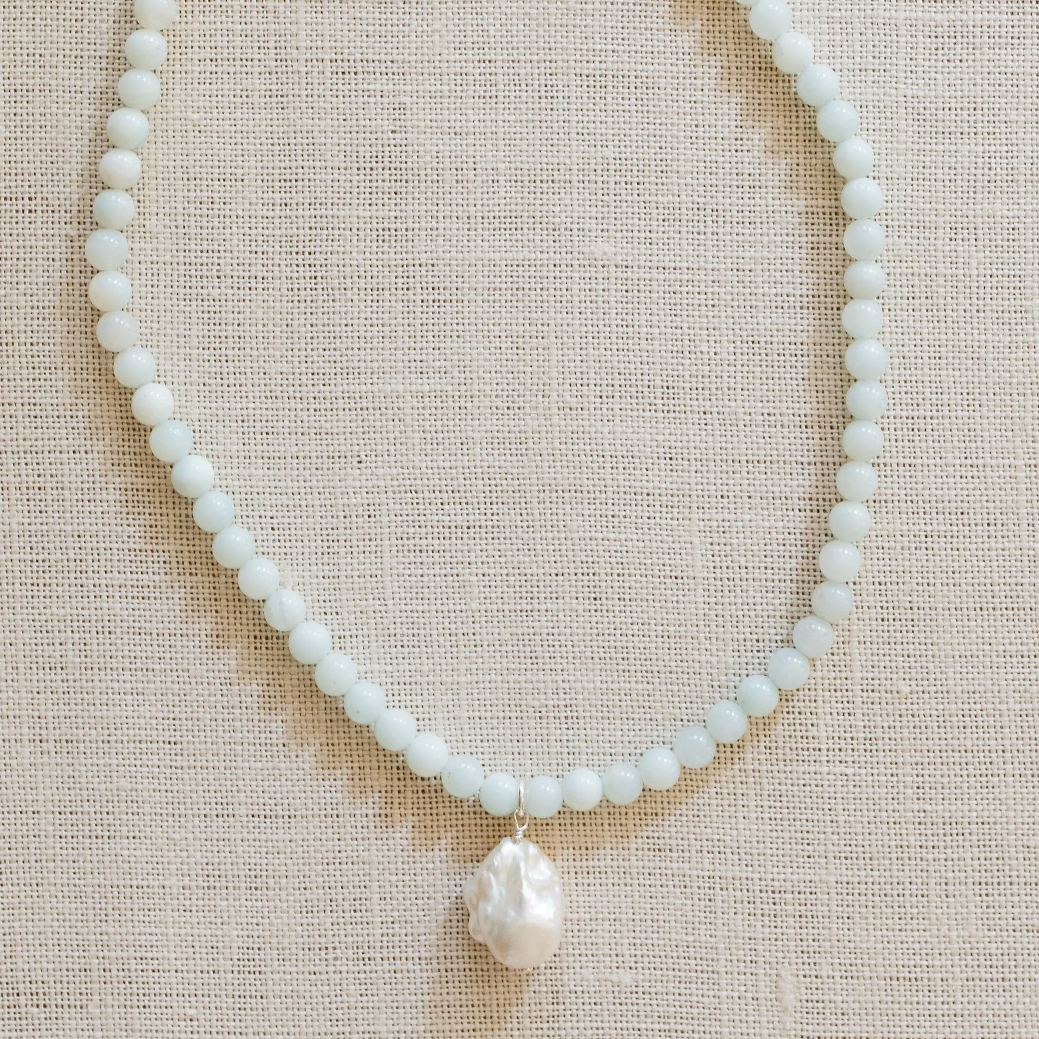 Heather Pearl Necklace | Amazonite & Fireball Pendant | By Pearly Girls