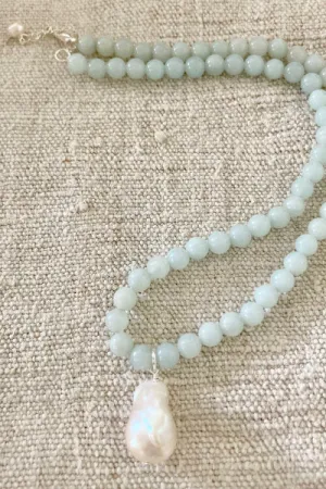 Heather Pearl Necklace | Amazonite & Fireball Pendant | By Pearly Girls