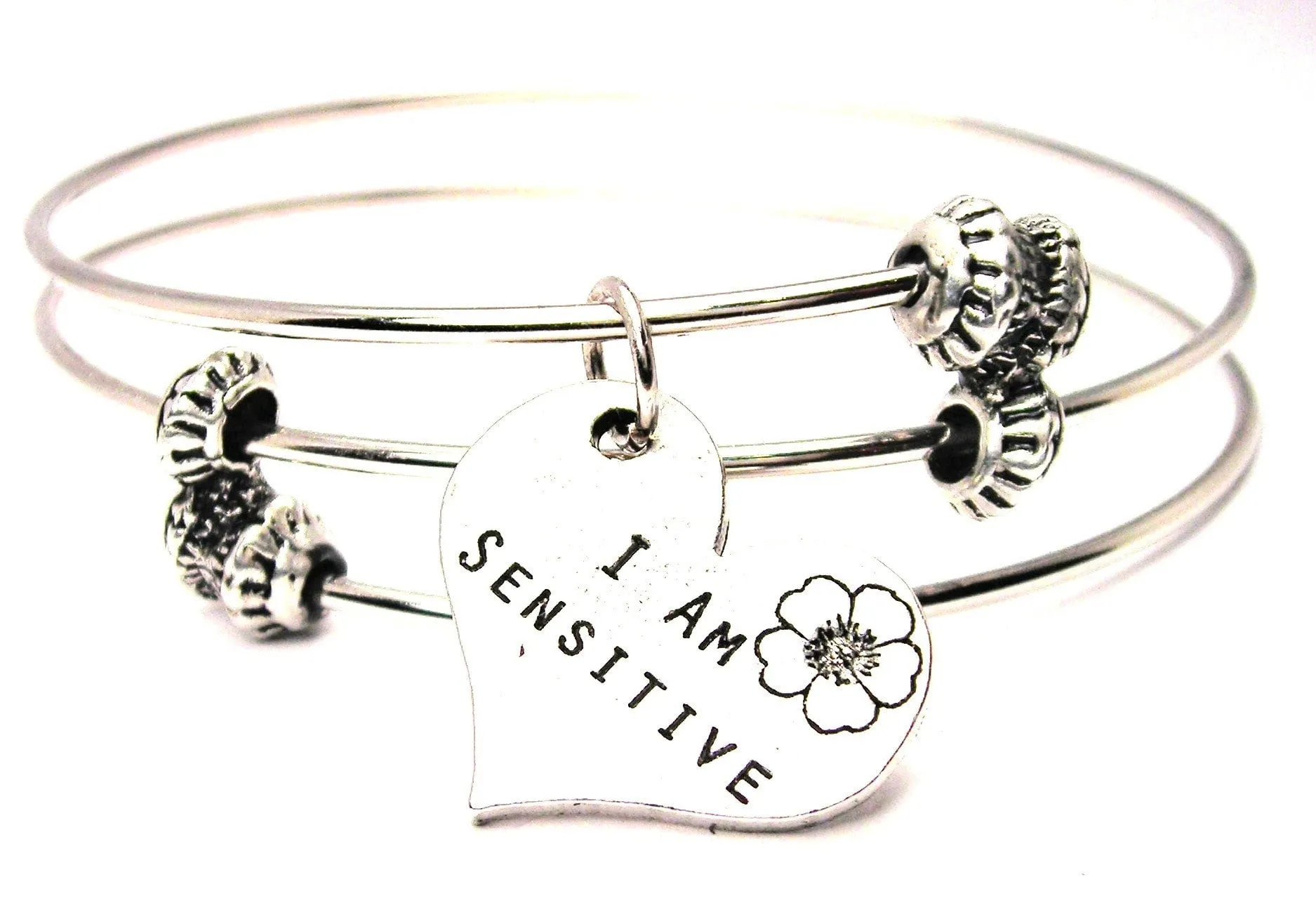 I Am Sensitive Triple Style Expandable Bangle Bracelet