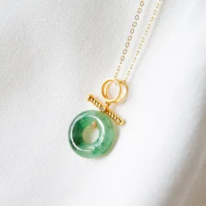 Jade Celestial Diamond 18K Gold Pendant w Chain