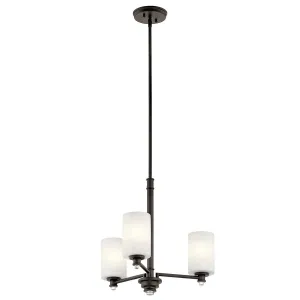 Joelson 20" 3-Light Chandelier 1-Tier with Satin etched cased opal glass, Olde bronze Finish