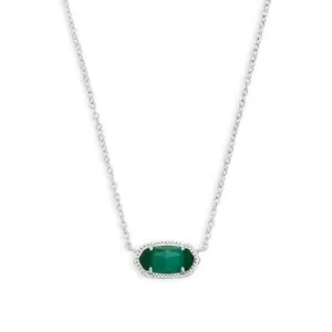 Kendra Scott Elisa Necklace Rhodium Emerald Cat's Eye