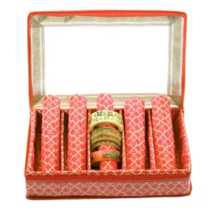 Kuber Industries Brocade Hardboard Rectangular 5 Rod Bangle Box (Orange, CTKTC42073)