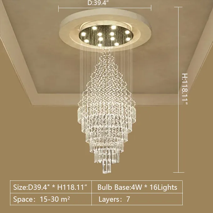 Large Foyer Crystal Chandelier Raindrop Crystal Flush Mount Ceiling Light Fixture For Entryway/ Staircase