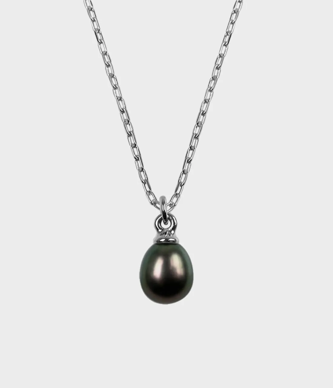 Large Vermeer Pearl Drop Necklace / Sterling Silver / Pear Shaped Peacock Pearl