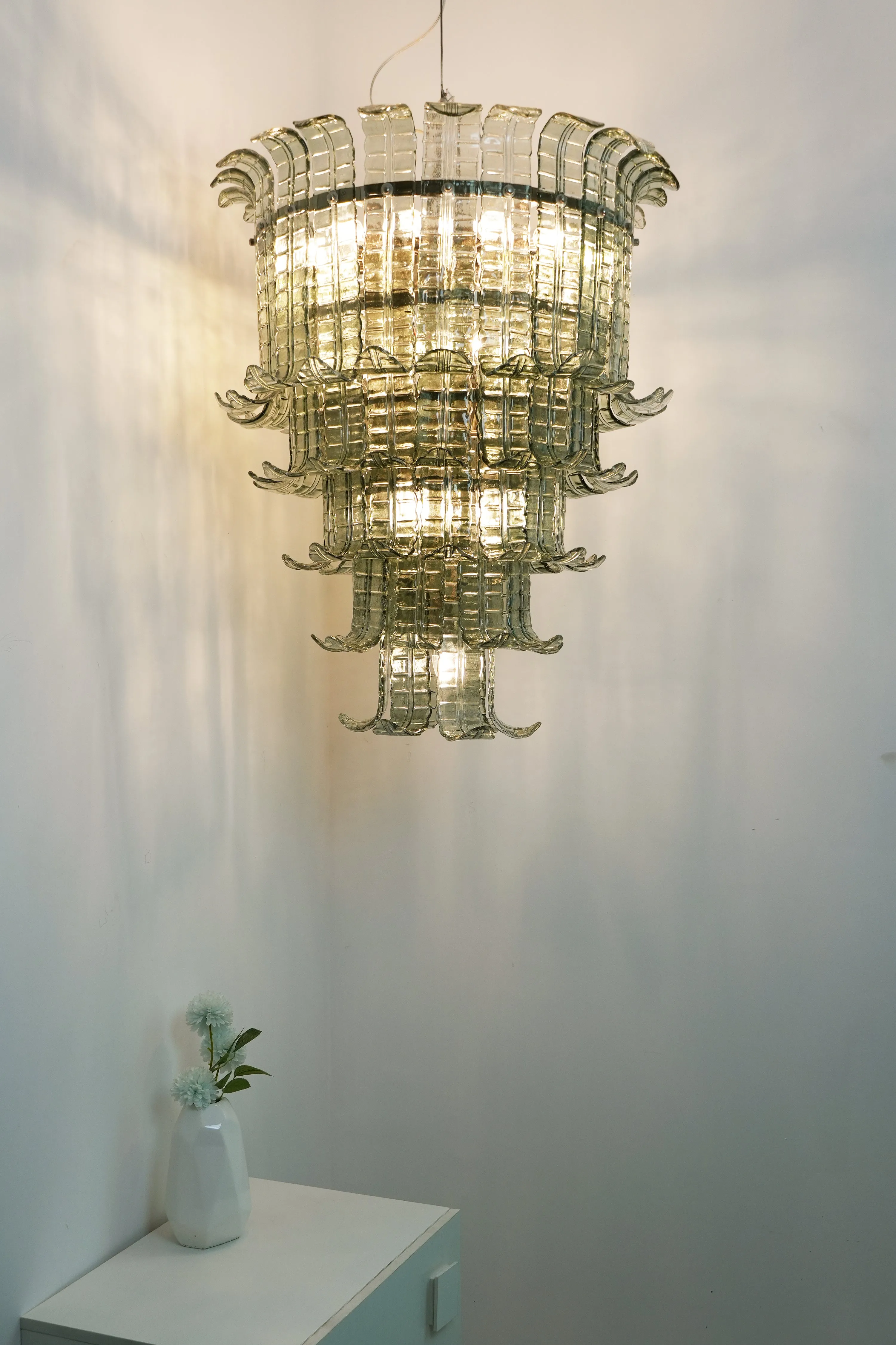 Leaf-Shaped Cascading Murano Chandelier