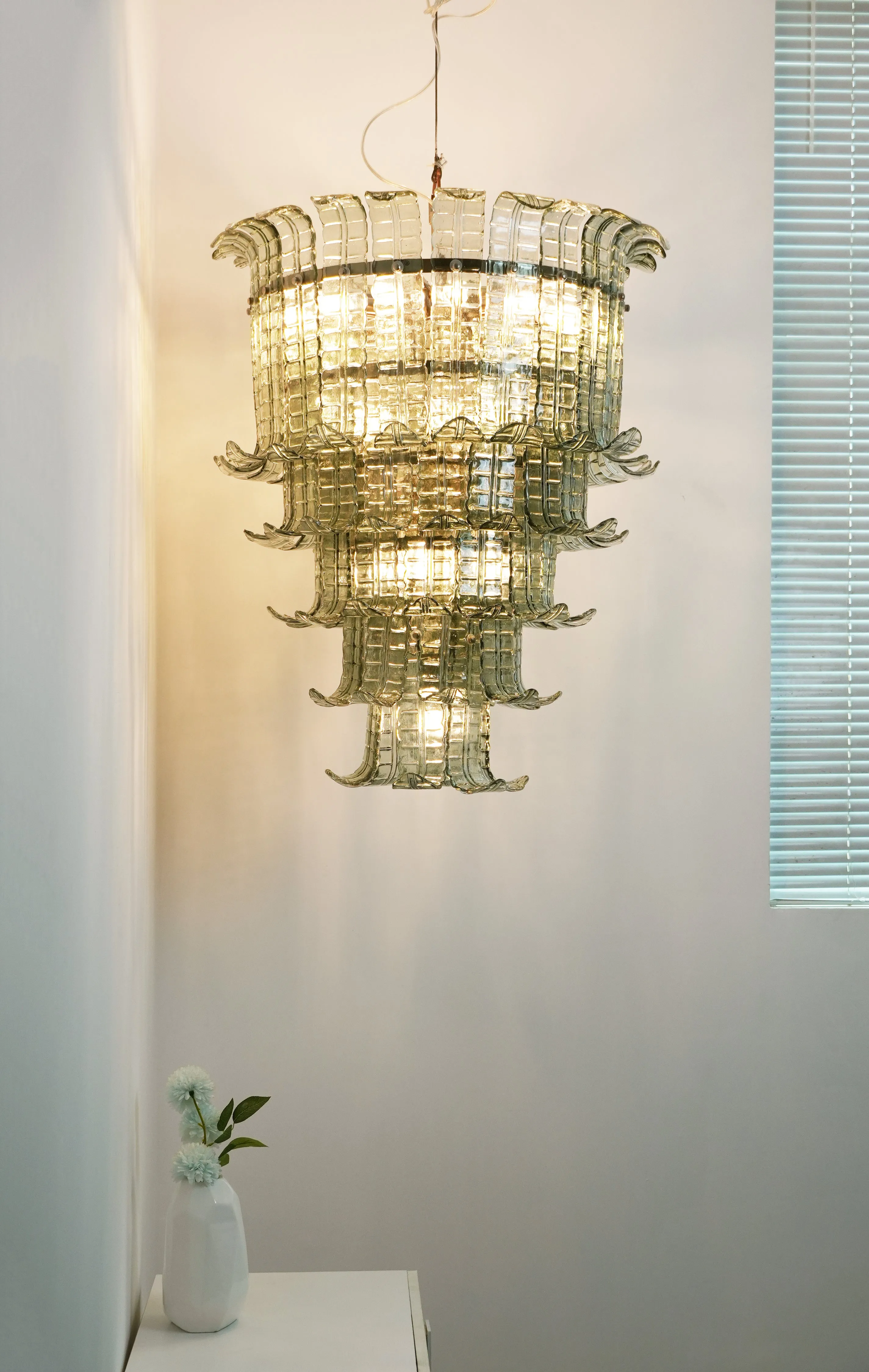 Leaf-Shaped Cascading Murano Chandelier