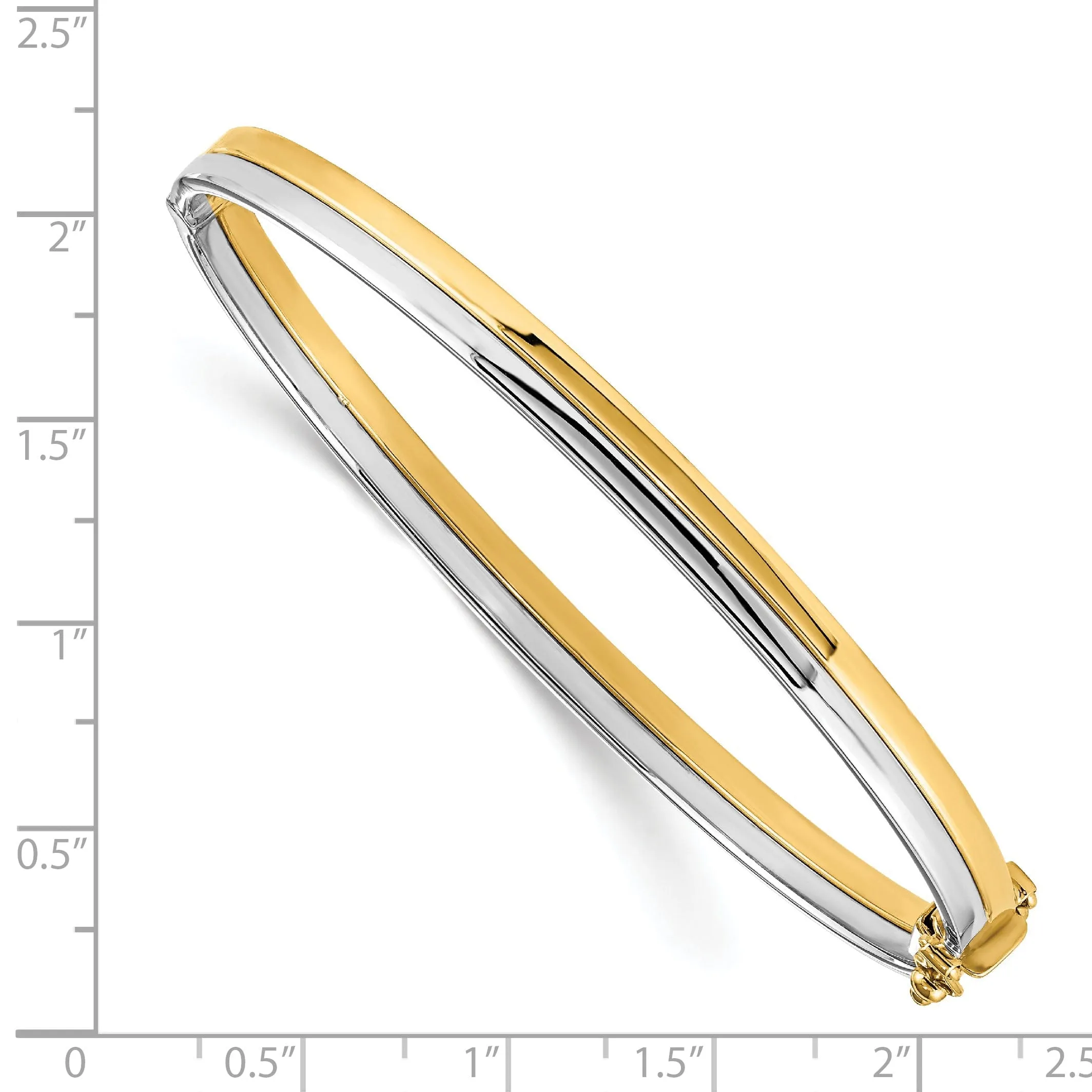 Leslie 14k Two Tone Gold Polished Hinged Bangle