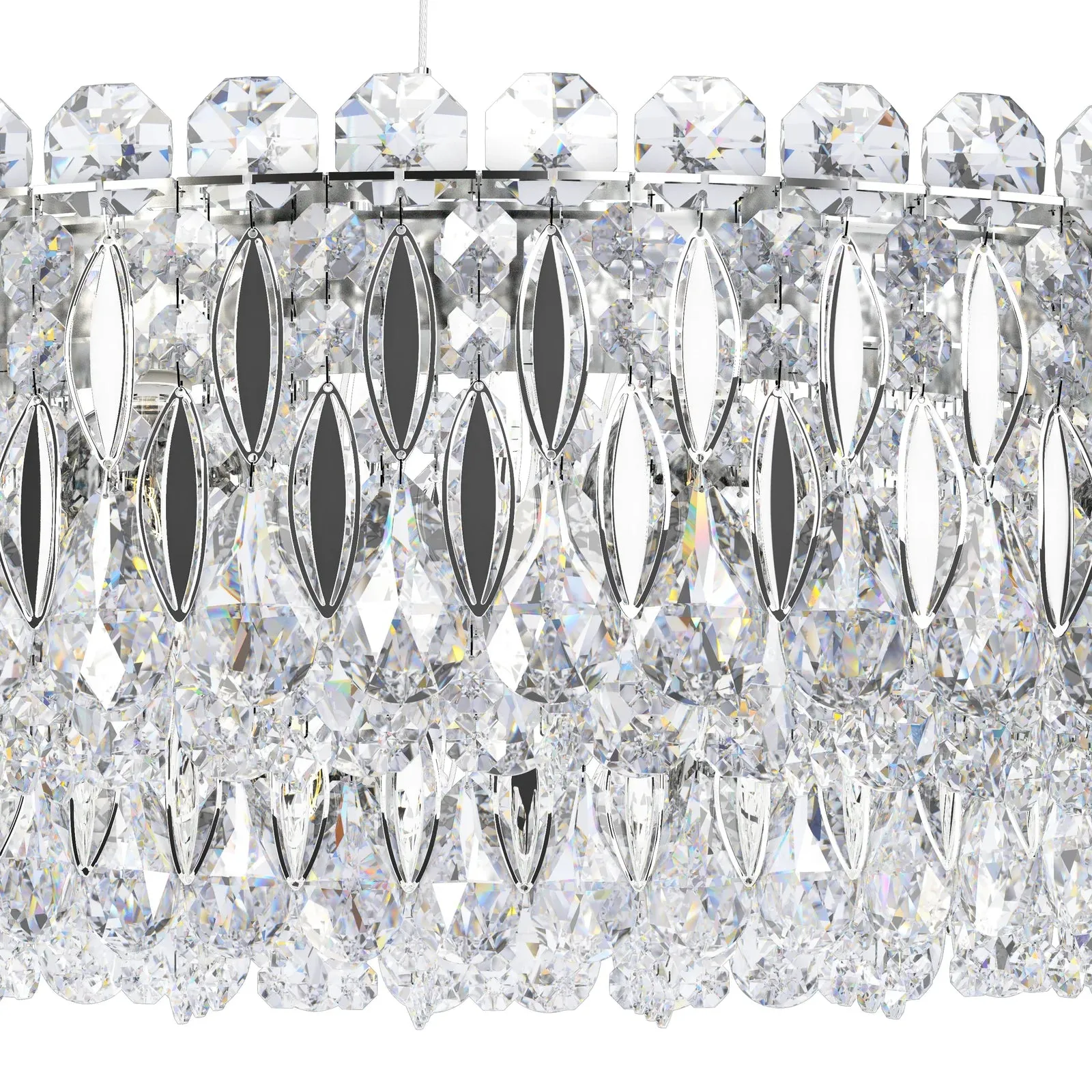 Light Luxury Crystal Beads Drum Collection Flush Mounted/Rectangle/Round Chandelier