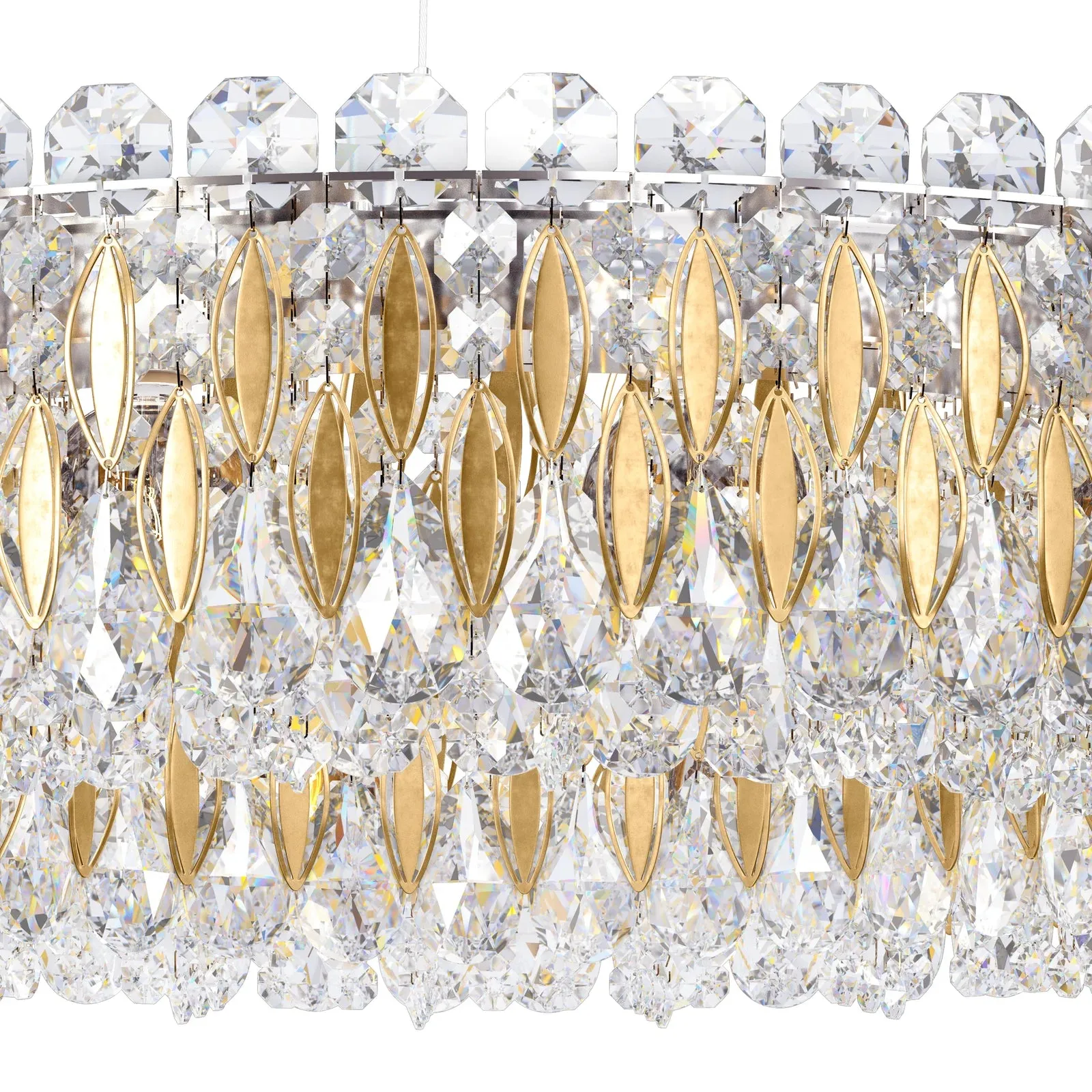 Light Luxury Crystal Beads Drum Collection Flush Mounted/Rectangle/Round Chandelier