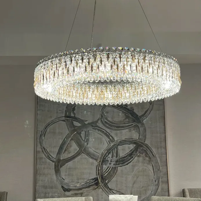 Light Luxury Crystal Beads Drum Collection Flush Mounted/Rectangle/Round Chandelier