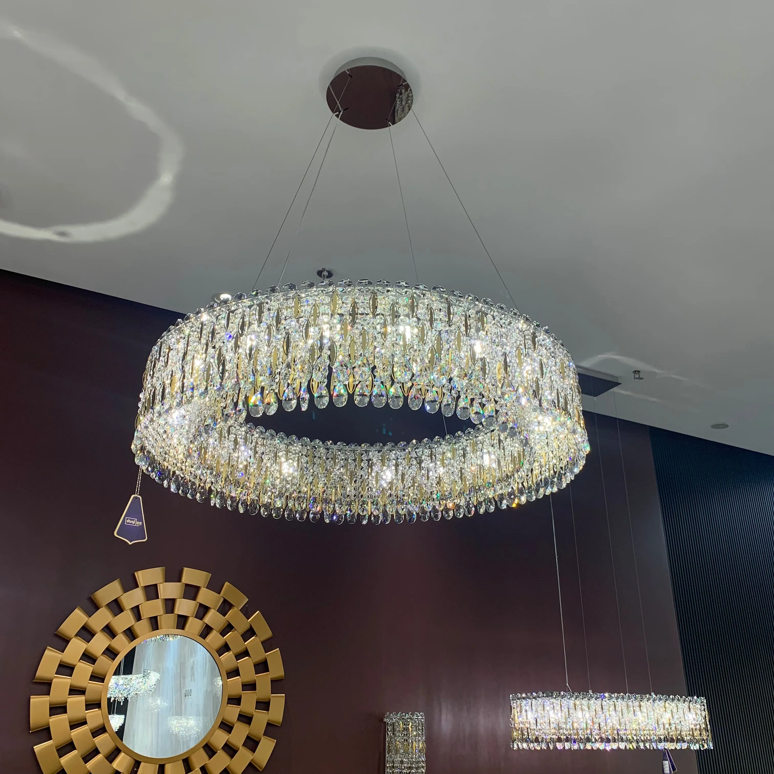 Light Luxury Crystal Beads Drum Collection Flush Mounted/Rectangle/Round Chandelier