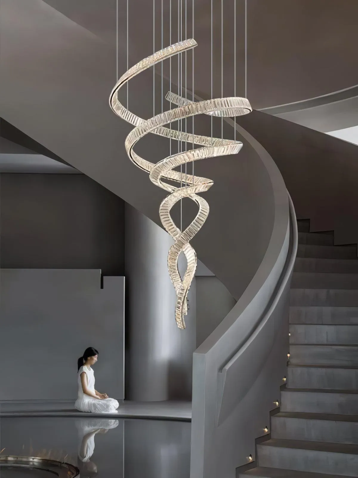 Long Spiral Crystal Chandelier