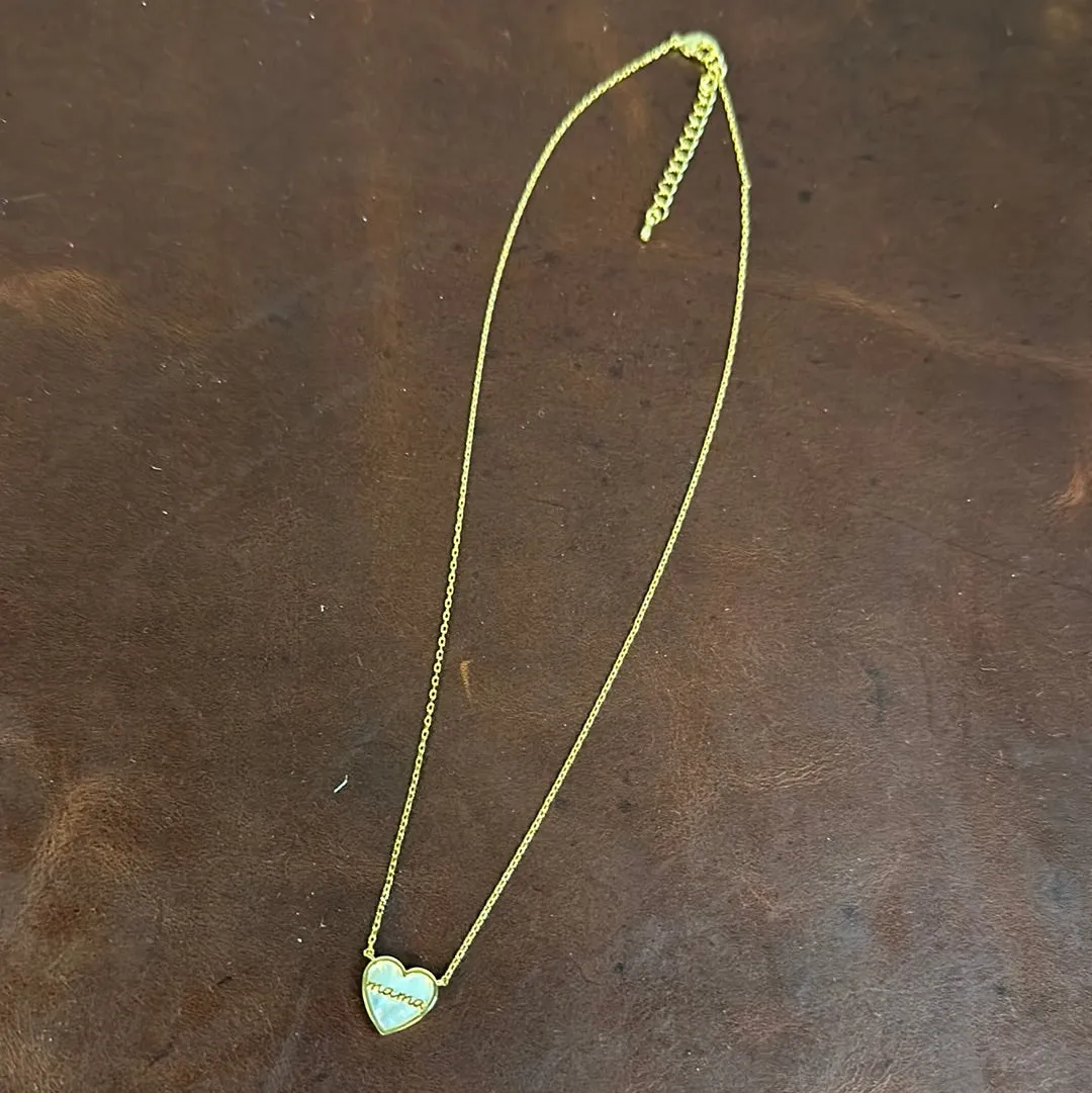 LUXE MOP PEARL HEART MAMA NECKLACE