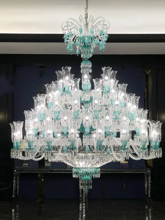 Luxury Classic Candle Light Tiffany Green Crystal Chandelier for Livng Room/Staircase/Foyer