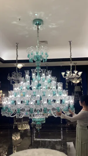 Luxury Classic Candle Light Tiffany Green Crystal Chandelier for Livng Room/Staircase/Foyer