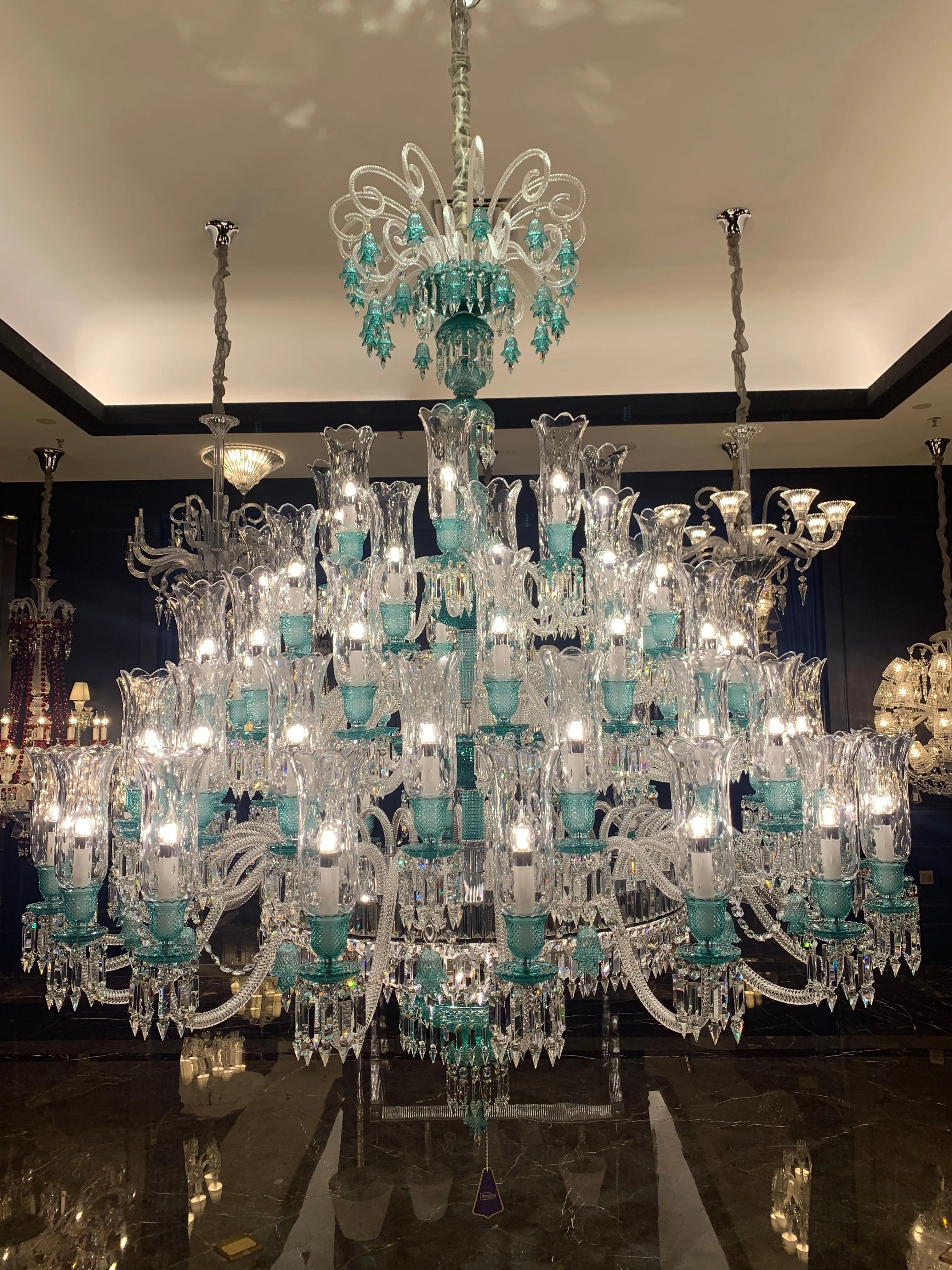 Luxury Classic Candle Light Tiffany Green Crystal Chandelier for Livng Room/Staircase/Foyer