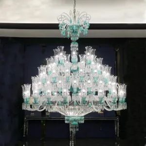 Luxury Classic Candle Light Tiffany Green Crystal Chandelier for Livng Room/Staircase/Foyer