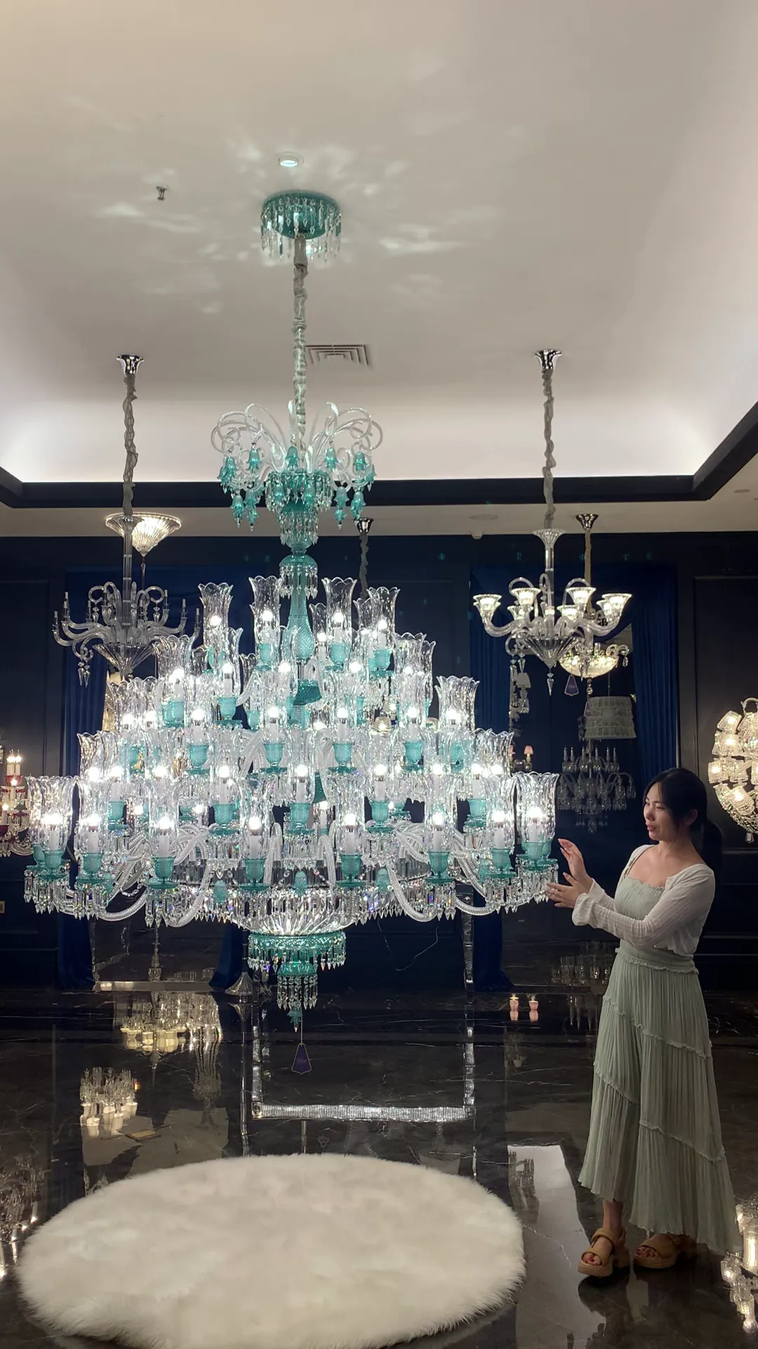 Luxury Classic Candle Light Tiffany Green Crystal Chandelier for Livng Room/Staircase/Foyer