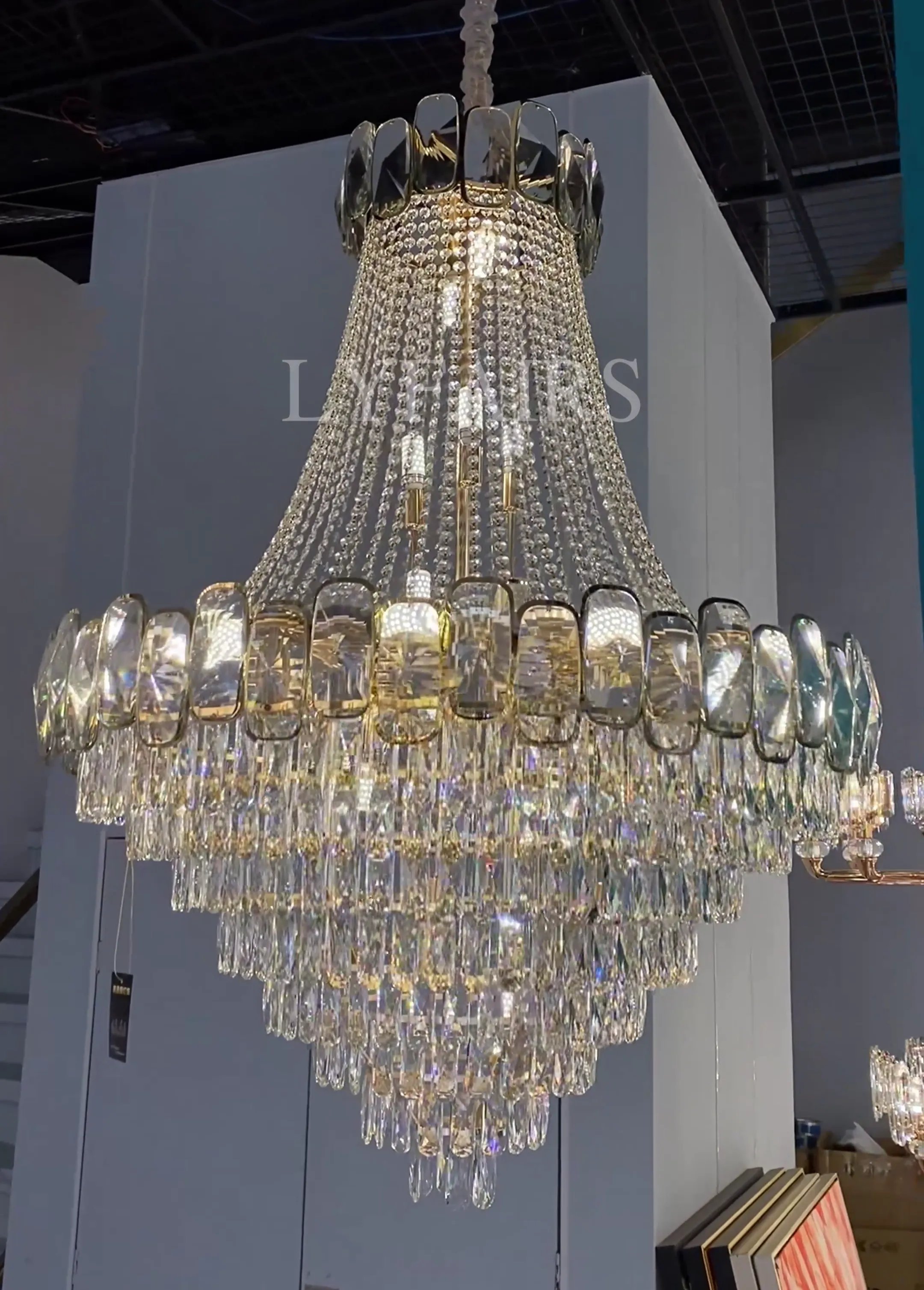 Luxury Funnel Crystal Chandelier for High-ceiling