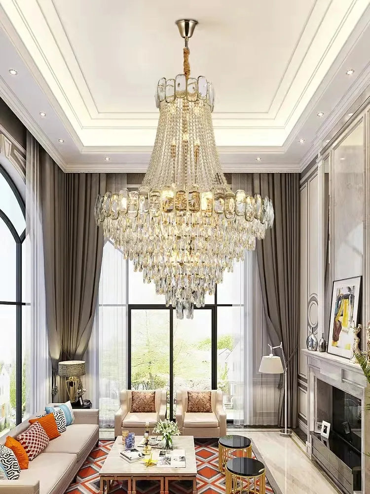 Luxury Funnel Crystal Chandelier for High-ceiling