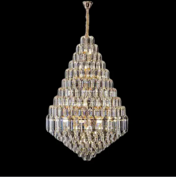 Luxury Multi-tiered Honeycomb Crystal Chandelier for High-ceiling