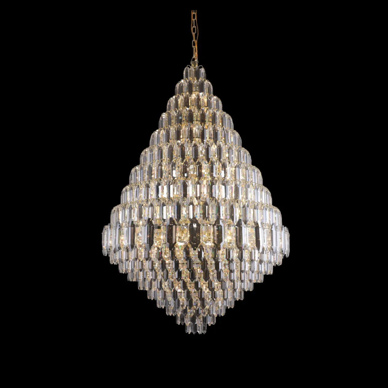 Luxury Multi-tiered Honeycomb Crystal Chandelier for High-ceiling