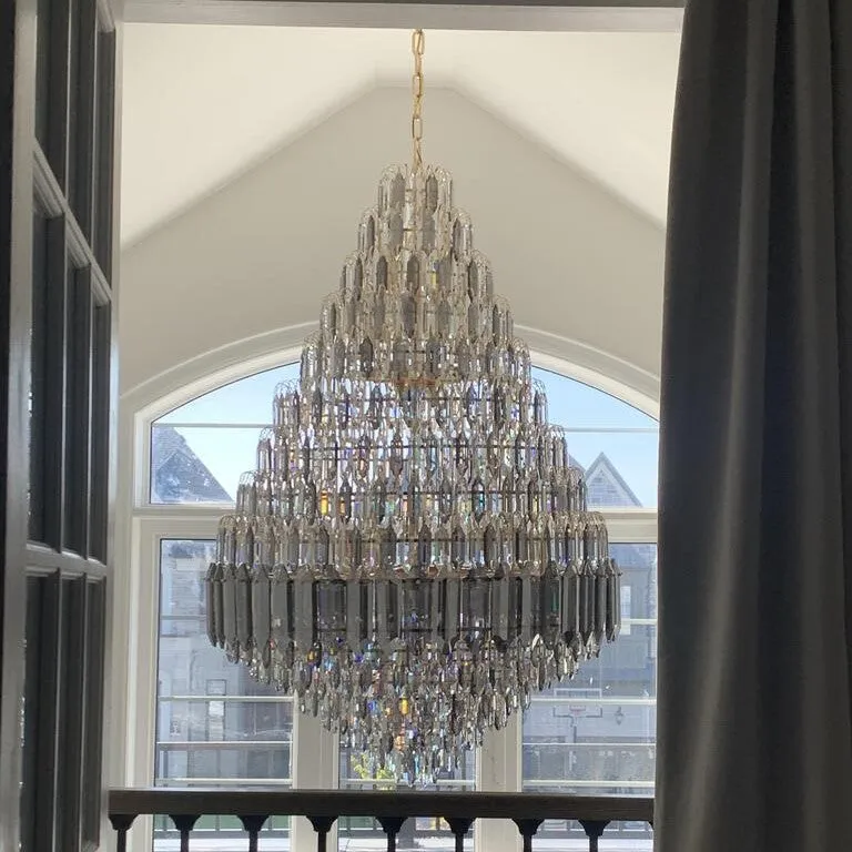 Luxury Multi-tiered Honeycomb Crystal Chandelier for High-ceiling