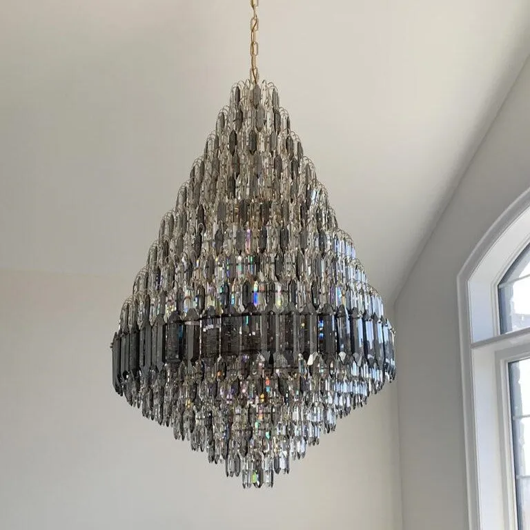 Luxury Multi-tiered Honeycomb Crystal Chandelier for High-ceiling