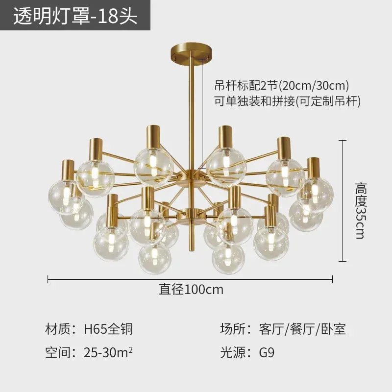 Mansion Copper Magic Bean Chandelier: LED Pendant Light for Luxury Living Room & Restaurant