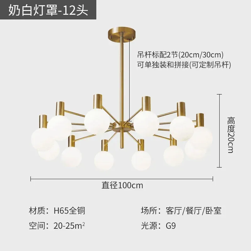 Mansion Copper Magic Bean Chandelier: LED Pendant Light for Luxury Living Room & Restaurant