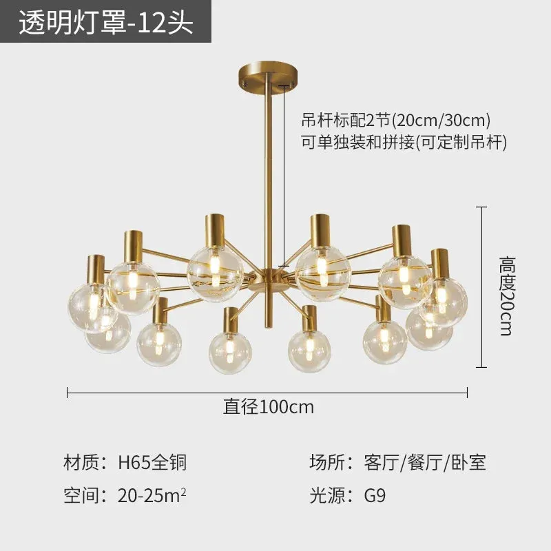 Mansion Copper Magic Bean Chandelier: LED Pendant Light for Luxury Living Room & Restaurant