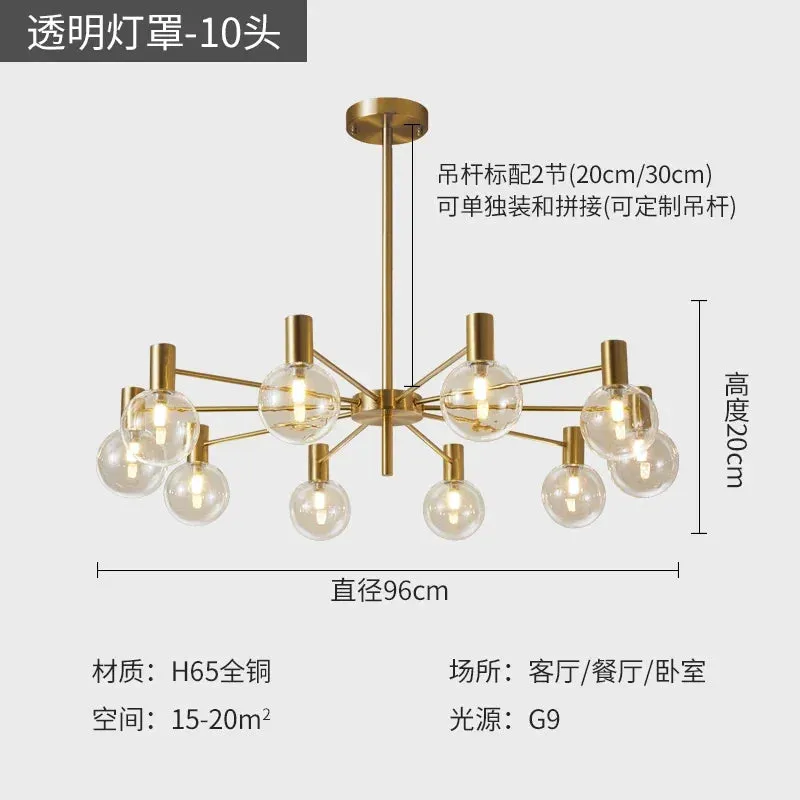 Mansion Copper Magic Bean Chandelier: LED Pendant Light for Luxury Living Room & Restaurant