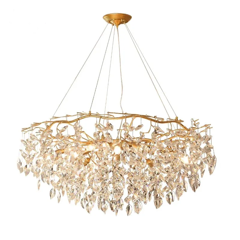 Mansion Luxury Crystal Chandelier LED Pendant Lamps for Living Room and Dining Hall