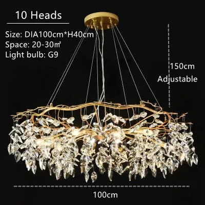 Mansion Luxury Crystal Chandelier LED Pendant Lamps for Living Room and Dining Hall