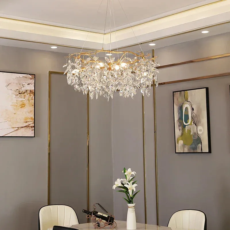 Mansion Luxury Crystal Chandelier LED Pendant Lamps for Living Room and Dining Hall